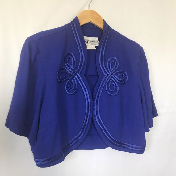 Cobalt Blue Bolero | Vintage 1980's Cropped Boler… - image 4