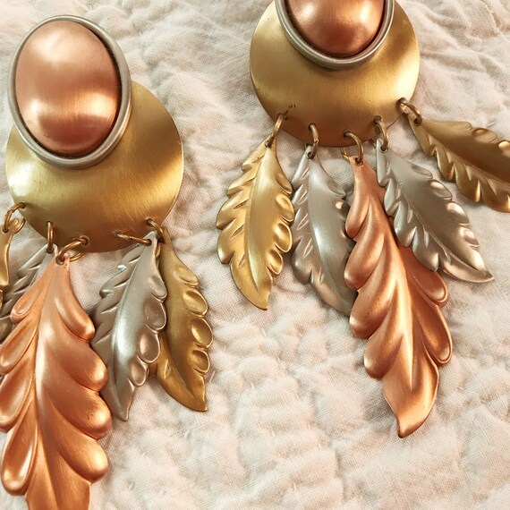 Metallic Leaf Drop Earrings - image 3