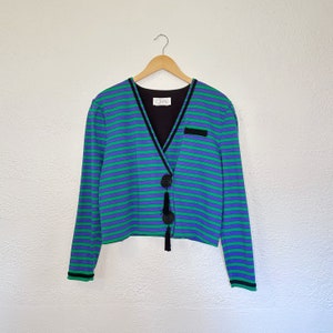 Vintage 1980&#39;s Stripe Blazer | Purple and Green Stripe Jacket