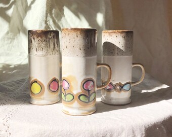 MCM Ceramic Mugs | Vintage 1960's Earth Tone Coffee Mugs