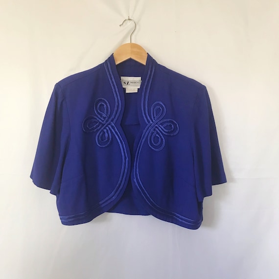 Cobalt Blue Bolero | Vintage 1980's Cropped Boler… - image 3