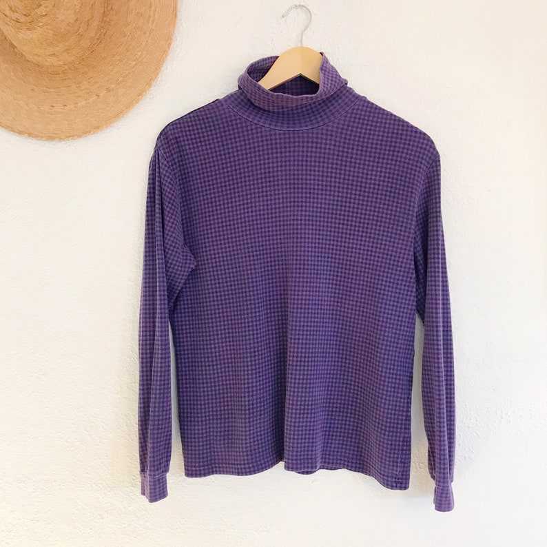 Vintage 1990's Cottage Core Gingham Turtleneck image 1