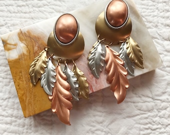 Metallic Leaf Drop Earrings