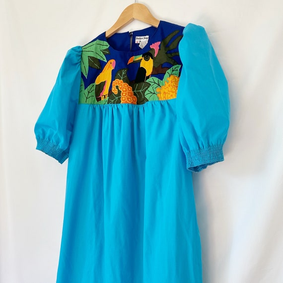 Vintage 1980's Tropical Applique Dress - image 4