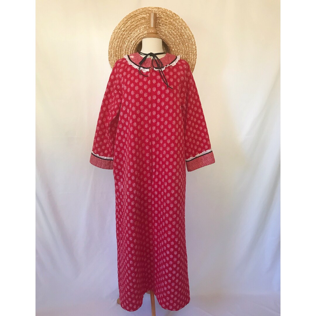 Quilted Floral Robe Vintage House Coat Dressing Gown Etsy
