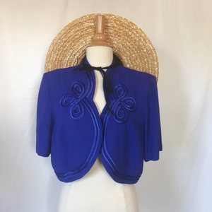 Cobalt Blue Bolero | Vintage 1980's Cropped Bolero Jacket