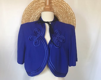 Cobalt Blue Bolero | Vintage 1980's Cropped Bolero Jacket