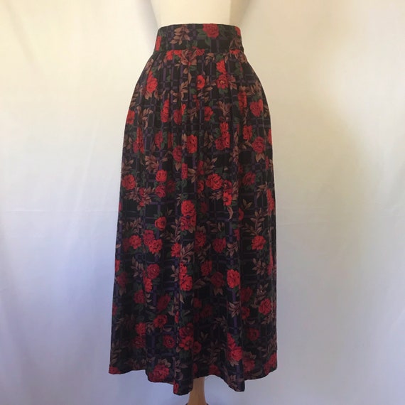 Floral Midi Skirt | Vintage 1990's Patterned Skirt - image 4