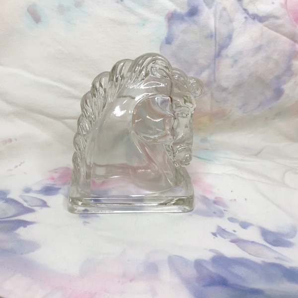 Vintage Mid Century Federal Glass Horse Head Bookend