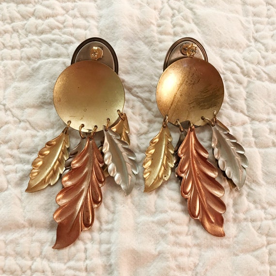 Metallic Leaf Drop Earrings - image 4