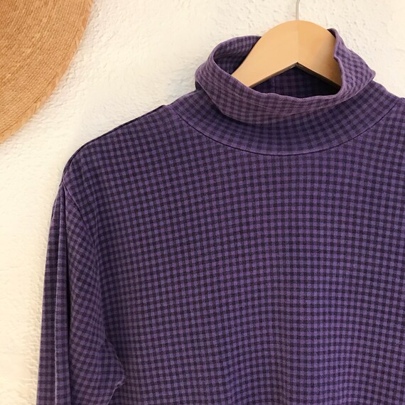 Vintage 1990's Cottage Core Gingham Turtleneck - image 3