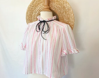 Vintage 1980's Reworked Pastel Rainbow Stripe Shirt Jacket | Crop Top