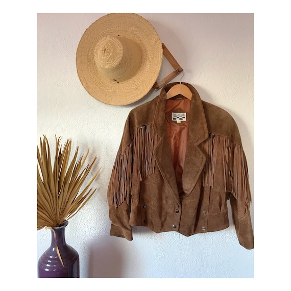Vintage Suede Leather Fringe Jacket