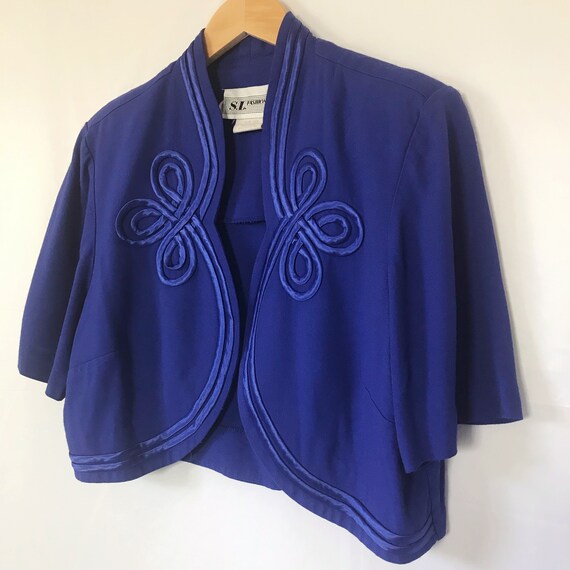 Cobalt Blue Bolero | Vintage 1980's Cropped Boler… - image 5