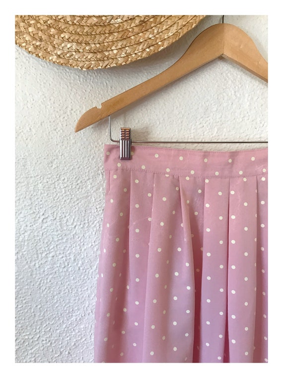 Vintage 80's Pink Polka Dot Midi Skirt - image 3