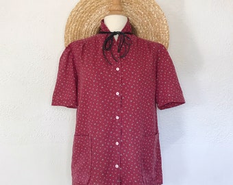 Vintage 1970's Calico Floral Shirt