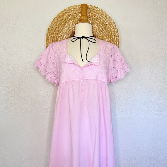 Vintage 1980's Eyelet Cotton Dress - image 2