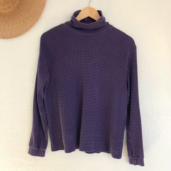 Vintage 1990's Cottage Core Gingham Turtleneck - image 4