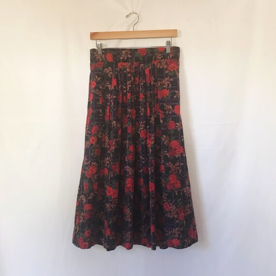 Floral Midi Skirt | Vintage 1990's Patterned Skirt - image 3