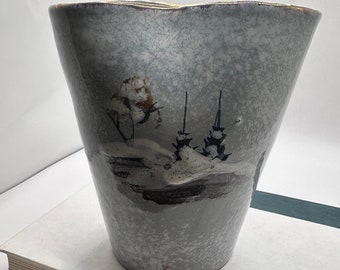 Vintage Italian Vase   Cardel Italy  Winter Scene