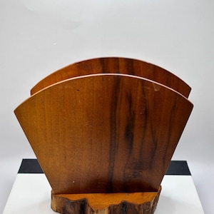 Vintage 1950s Handmade Modern Cutout Circle Wood Mail Letter Holder