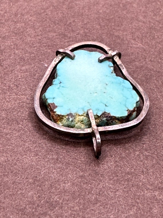 Raw Sliced Turquoise Pendant with Metal Wrap - image 4