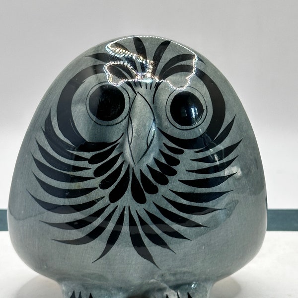 Vintage Mexican Pottery Owl Ceramic Figurine Folk Art