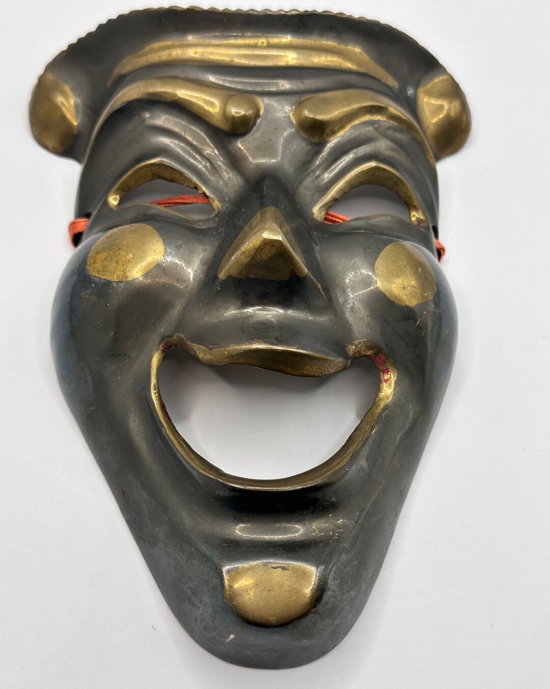 Vintage Solid Brass Theater Mask Etsy