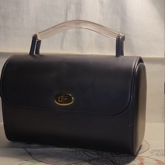 Vintage 50's Black Garay Handbag with Clear Lucit