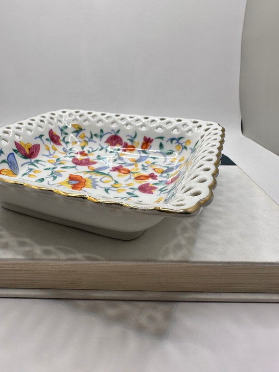 Vintage 1930s Porcelain Flower Open Lace Dish Ger… - image 6