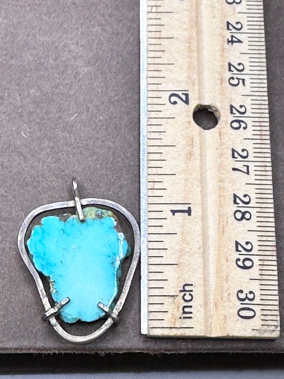 Raw Sliced Turquoise Pendant with Metal Wrap - image 7
