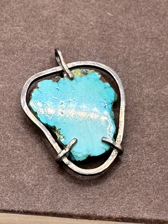 Raw Sliced Turquoise Pendant with Metal Wrap - image 3
