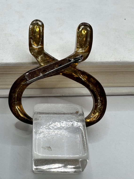 Vintage Large Lucite Ice Block in Ice Tongs Brooch Gem