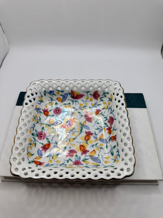 Vintage 1930s Porcelain Flower Open Lace Dish Ger… - image 7