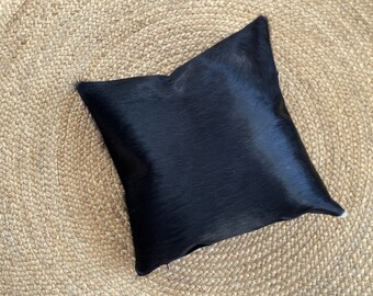 GORGEOUS!  Natural Brazil cowhide natural black 16”x16" genuine hair on hide pillow cover Perfect gift, sofa cushion accent pillow designer