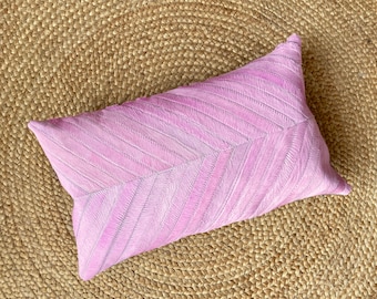 ARROW design lumbar cowhide pillow cover arrow design 12"x20" pink dyed hair on hide - leather handmade. home decor sofa cushion gift