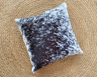 GORGEOUS!  Natural salt&pepper speckled cowhide 16'x16" genuine hair on hide pillow cover Perfect gift, sofa cushion accent pillow designer