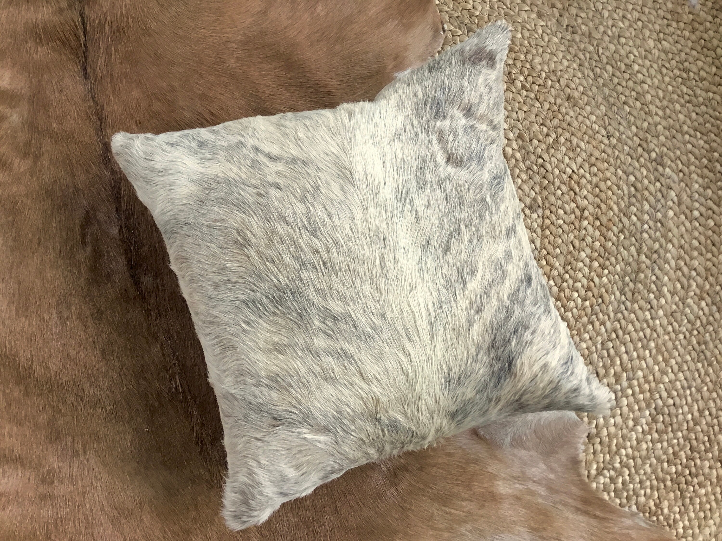 Real Light Grey Brindle Brazil Cowhide Pillow Cover Etsy