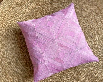 PINK DIAMOND pattern 21"x21" XL cowhide pillow cover pink dyed hair on hide Unique designer sofa cushion, gift, contemporary