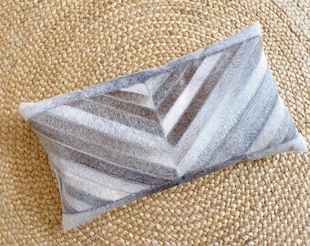 ACCENT petite lumbar pillow cover 18"x9" arrow design handmade natural cowhide.