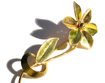Early Signed Binder Brothers Retro 10k Flower Brooch, Pink & Yellow Gold
