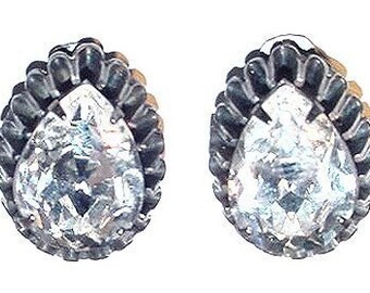 Signed Hattie Carnegie Large Rhinestone Earrings, c1960