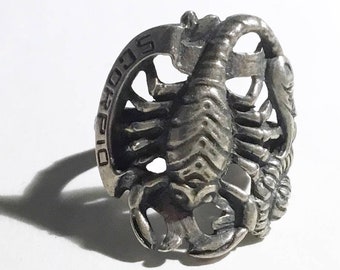 Large Sterling Scorpio/ Scorpion Zodiac Ring, c1940s