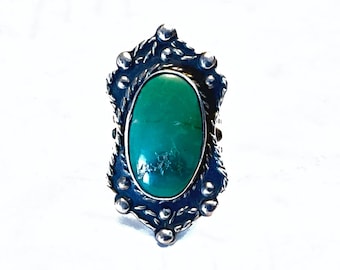 1950s Large Navajo Sterling Silver & Turquoise Ring