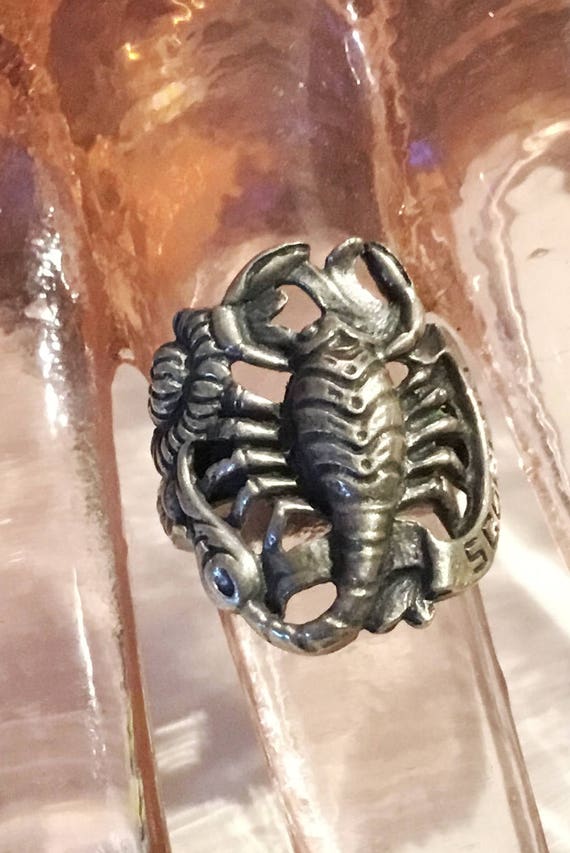 Large Sterling Scorpio/ Scorpion Zodiac Ring, c19… - image 2