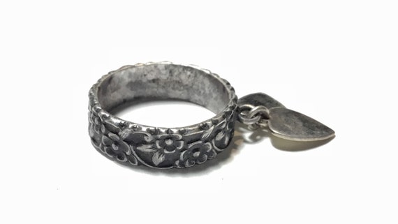 1930s Victorian Revival Sterling Band with Heart … - image 5