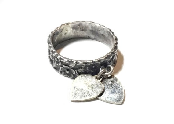 1930s Victorian Revival Sterling Band with Heart … - image 1