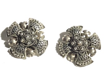 935 Sterling Jerusalem Cross Earrings with Filigree & Cannetille Work