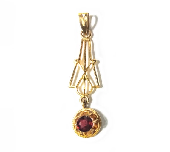 Antique Edwardian 10K Yellow Gold Lavaliere Penda… - image 1