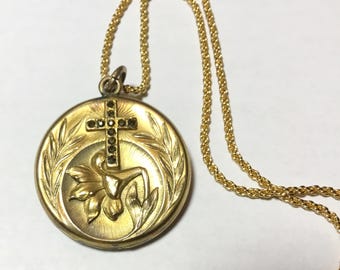 Antique Art Nouveau Religious Crucifix Locket Signed Wightman & Hough